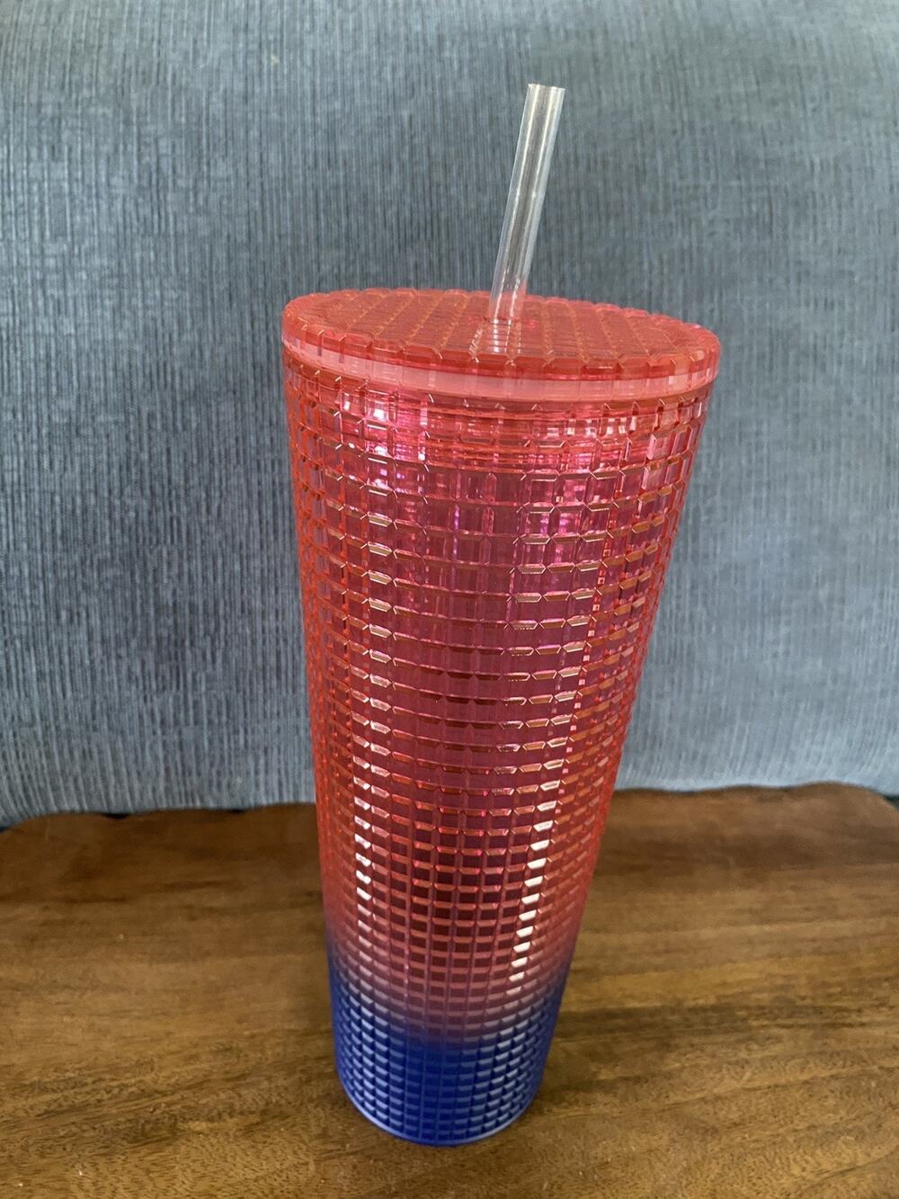Starbucks Pink & Blue Ombre Grid Venti 24oz Tumbler 2022